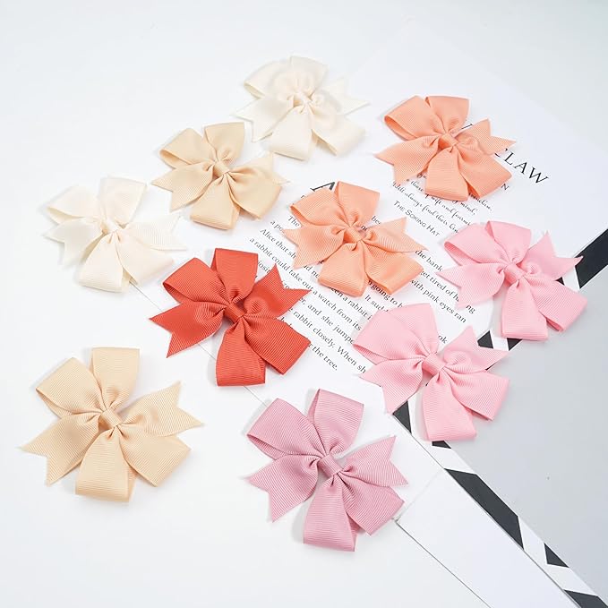 CÉLLOT 40PCS 3 Inch Boutique Grosgrain Ribbon Pinwheel Hair Bows Alligator Clips for Baby Girls Toddlers Accessories Teens In Pairs(Pastel Colors)