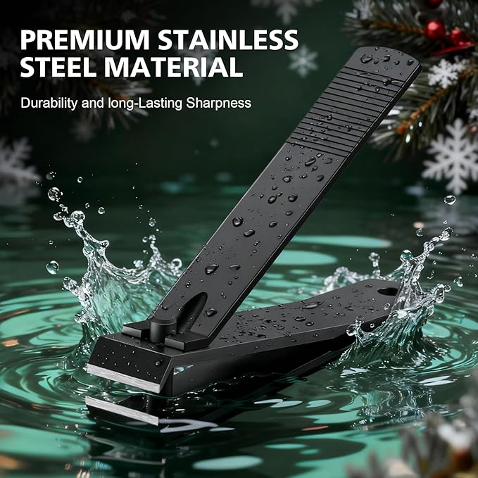 BALUCA Straight Toenail Clippers for Thick Nails | Heavy Duty Toenail Clippers for Seniors & Adults | Flat Edge Nail Clipper with Protective Case | Ideal Christmas Stocking Stuffers for Men & Women