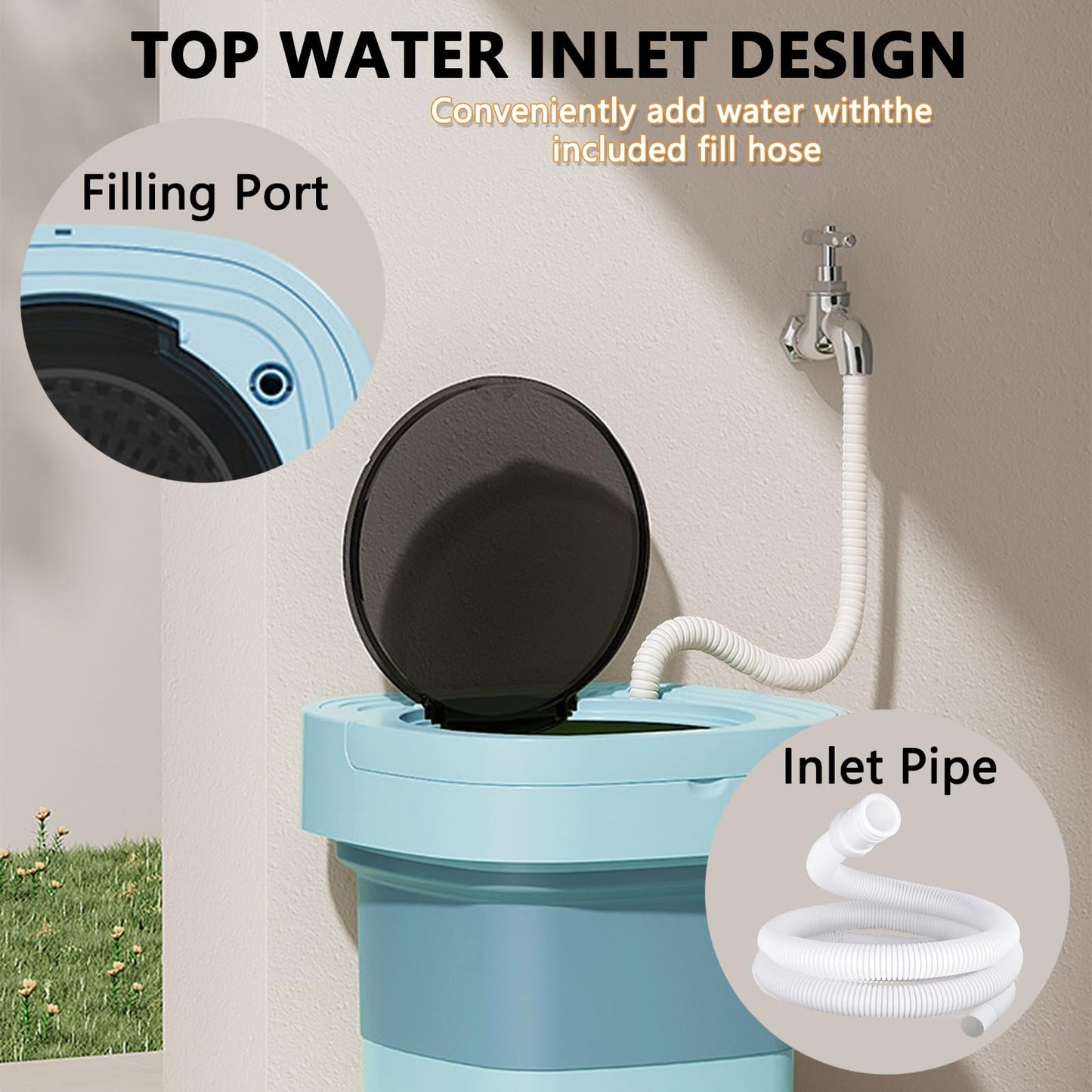 Portable Washing Machine 16L Foldable Mini Washer with Spin Basket, Drying Rack&Drainage Pipe – Compact Collapsible Laundry Set for Small Clothes, Space-Saving Washer for Apartments, Dorms, Travel&RV