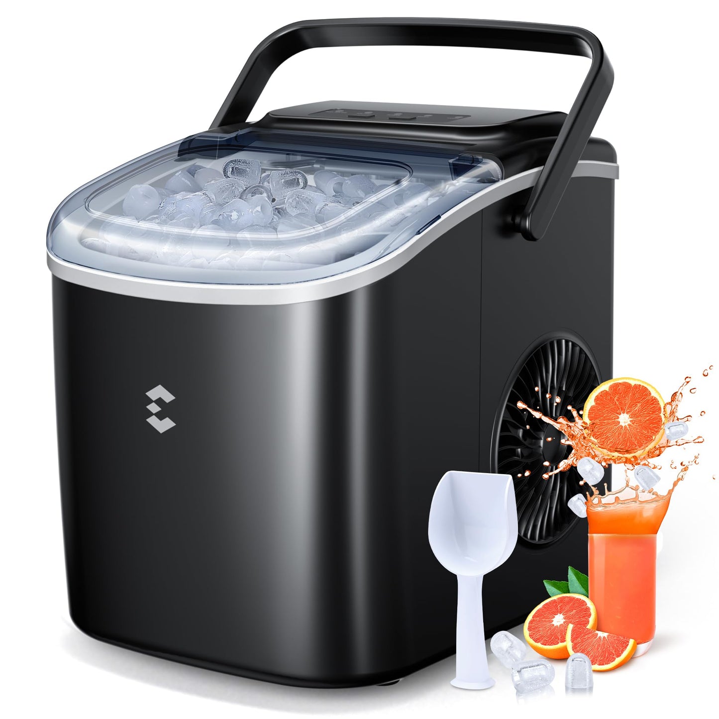EASYERA Ice Maker Countertop, Portable Ice Machine 9 Cubes in 6 Mins, 26lbs in 24Hrs, 2 Sizes of Bullet Ice Self-Cleaning with Ice Scoop, Bag, and Basket, for Kitchen, Party, RV, Bar-Green