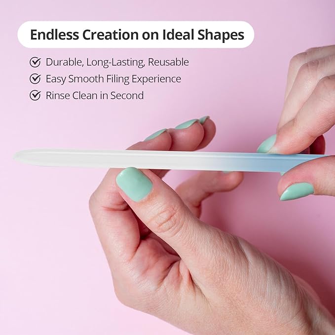 Hmrope 3 Pack Crystal Glass Nail File with Case, Professional Nano Glass Nail Files for Natural Nails, Etched Nail Filer Double-Sided Fingernail Files Ideal Manicure Salon Nail Care for Women Men