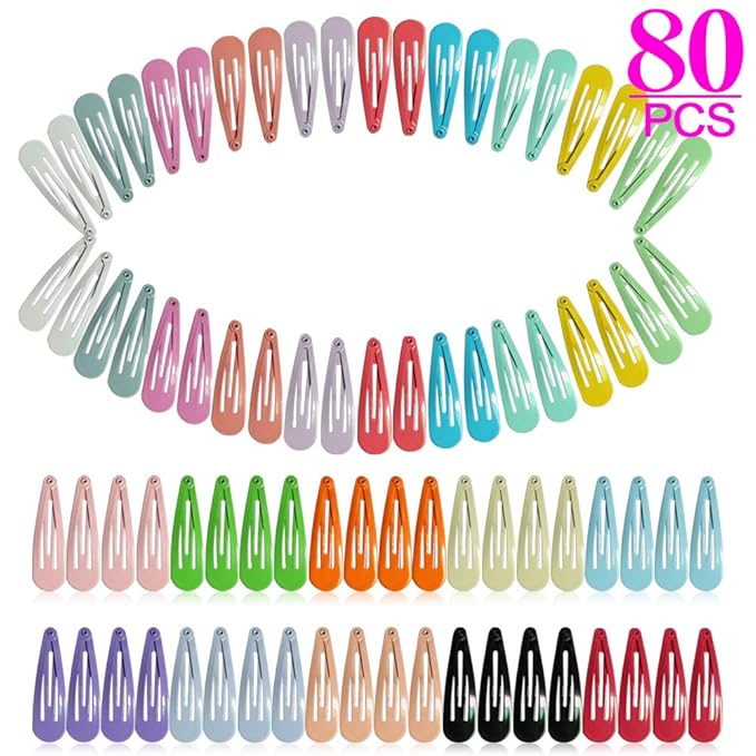 80PCS Hair Clips, 2 Inch Non-Slip Metal Hair Barrettes for Girls, Kids, Baby and Women. (20 Colors)