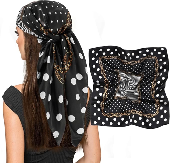 vimate 35" Square Silk Like Head Scarf - Women's Fashion Satin Scarf Bandana for Hair Wrapping at Night.