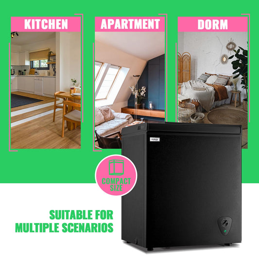 Deep Freezer WANAI 5.0 Cubic Chest Freezer with Top Open Door and Removable Storage Basket, 7 Gears Temperature Control, Energy Saving, Ideal for Office Dorm or Apartment