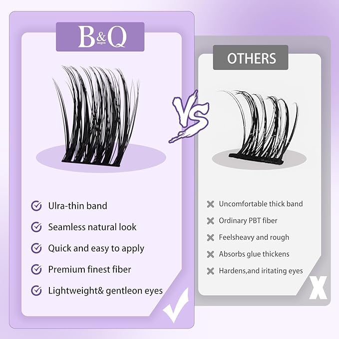 Lash Clusters B42 D Curl 8-16MIX DIY Lash Extensions 72 Clusters Lashes C D Curl B&Qaugen Wispy Volume Lashes Eyelash Clusters Extensions Individual Lashes Cluster DIY at Home (B42,D-8-16MIX)