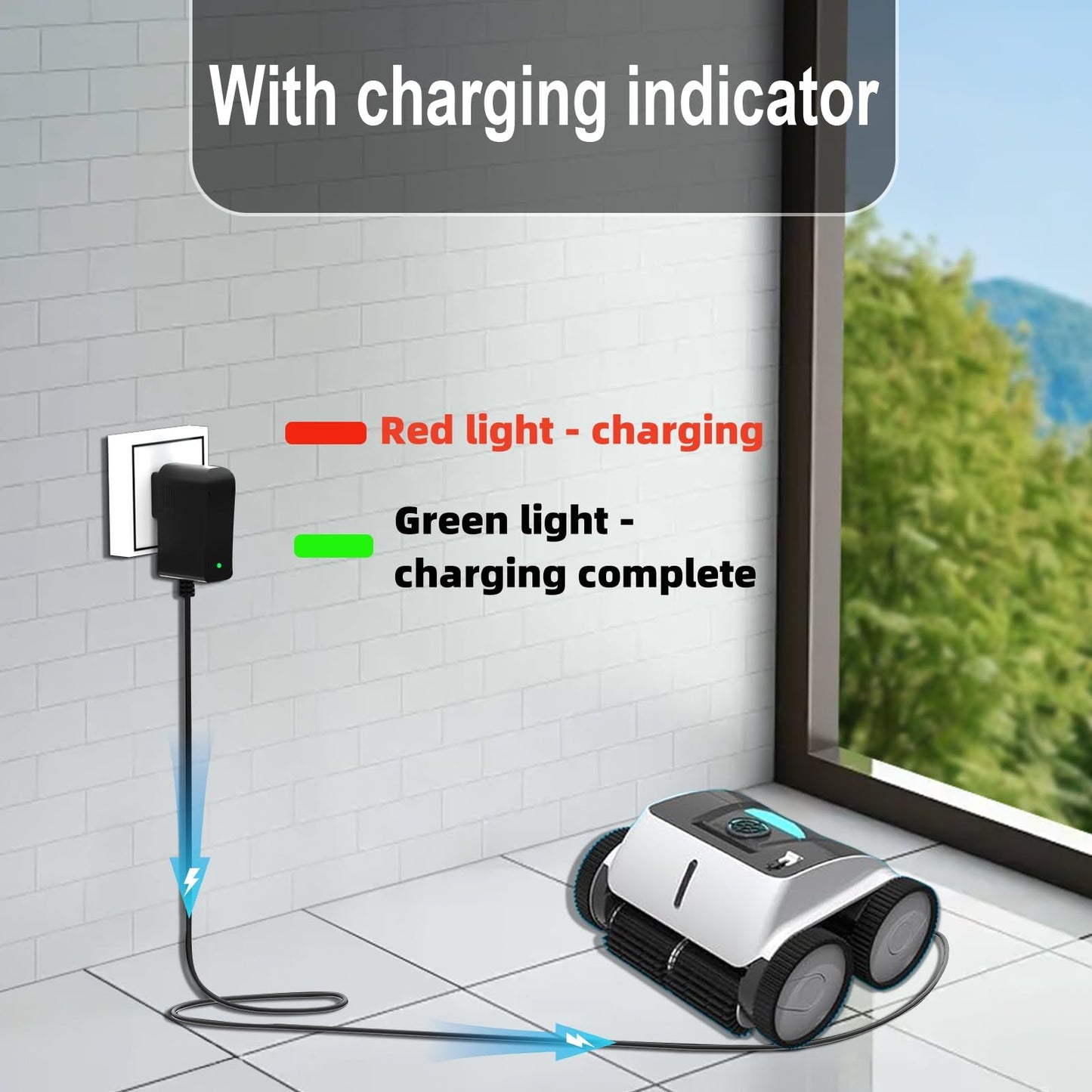 12.6V Charger for Aiper Seagull Pool Vacuum Compatible with aiper Pool Cleaner 600 800 800B SE 1000 1500 P1111 HJ1103J Power Adapter Cord