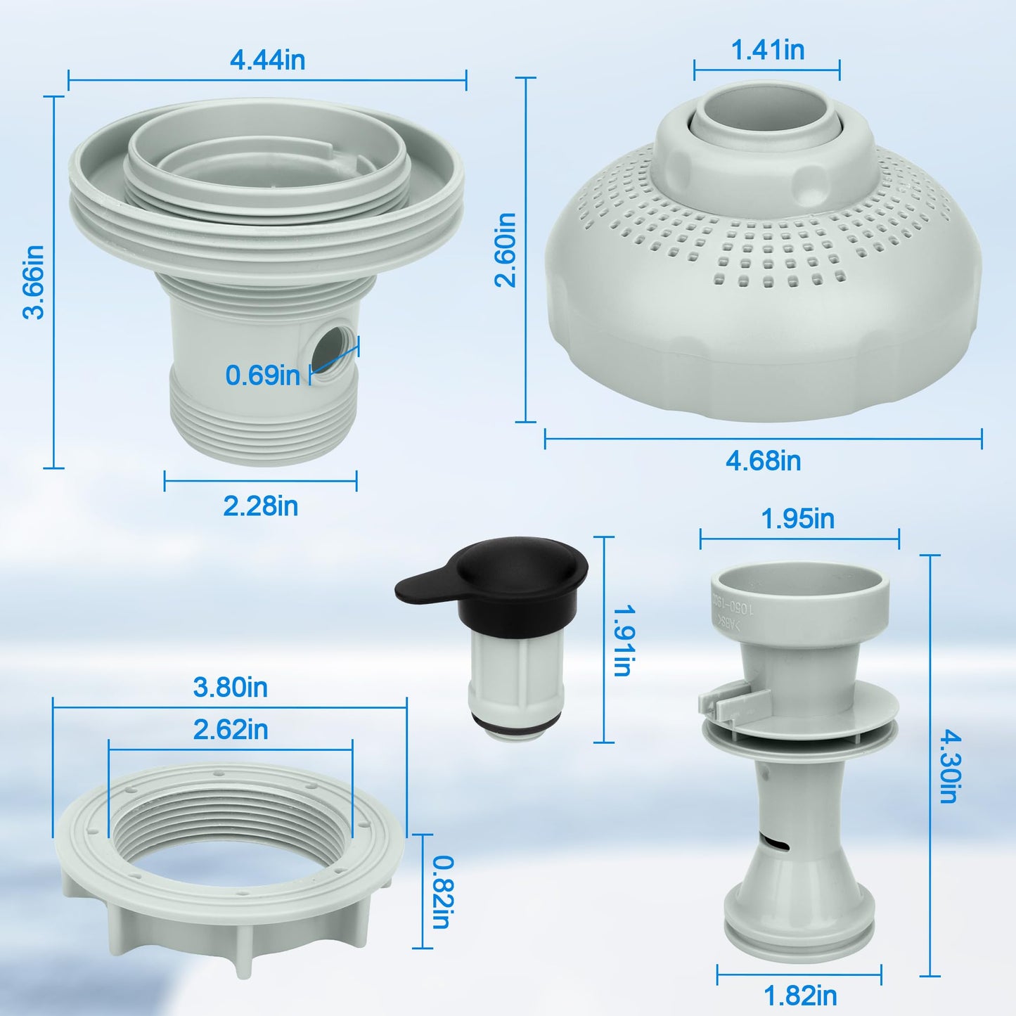12355 Large Inlet Air Nozzle Compatible with Intex 1900-2450gph Pumps, Pool Inlet Air Nozzle for Intex 18' and Larger Pools, Strainer Grid Nozzle Kit Replacement Parts - 1 Pack