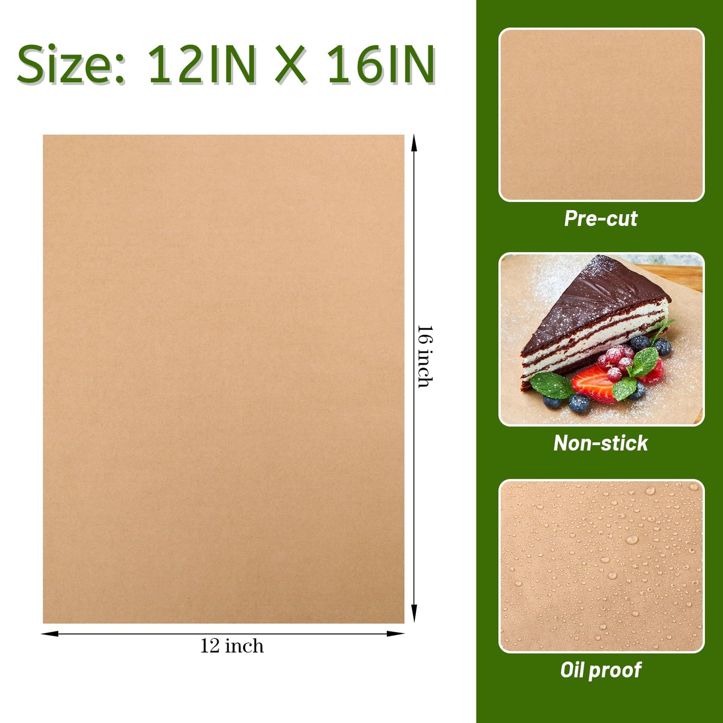 WMKGG 200Pcs Unbleached Parchment Paper for Baking, 12 x 16 Inch Precut Heavy Duty Parchment Paper Sheets for Cooking, Grilling, Air Fryer and Oven