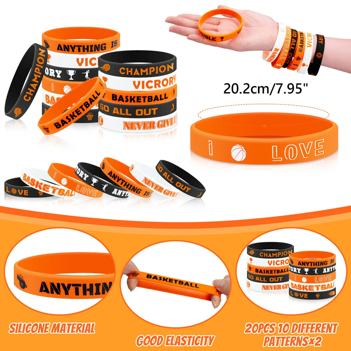 Grneric 110 Pcs Basketball Party Favors Drawstring Backpack with Keychains Silicone Bracelets Stickers for Sports Birthday Supplies Goodie Bags Basketball Themed Gifts