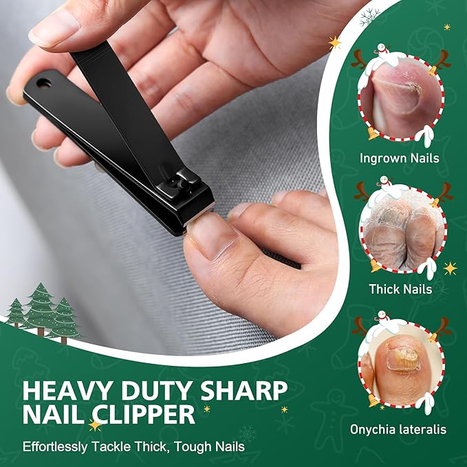 BALUCA Straight Toenail Clippers for Thick Nails | Heavy Duty Toenail Clippers for Seniors & Adults | Flat Edge Nail Clipper with Protective Case | Ideal Christmas Stocking Stuffers for Men & Women