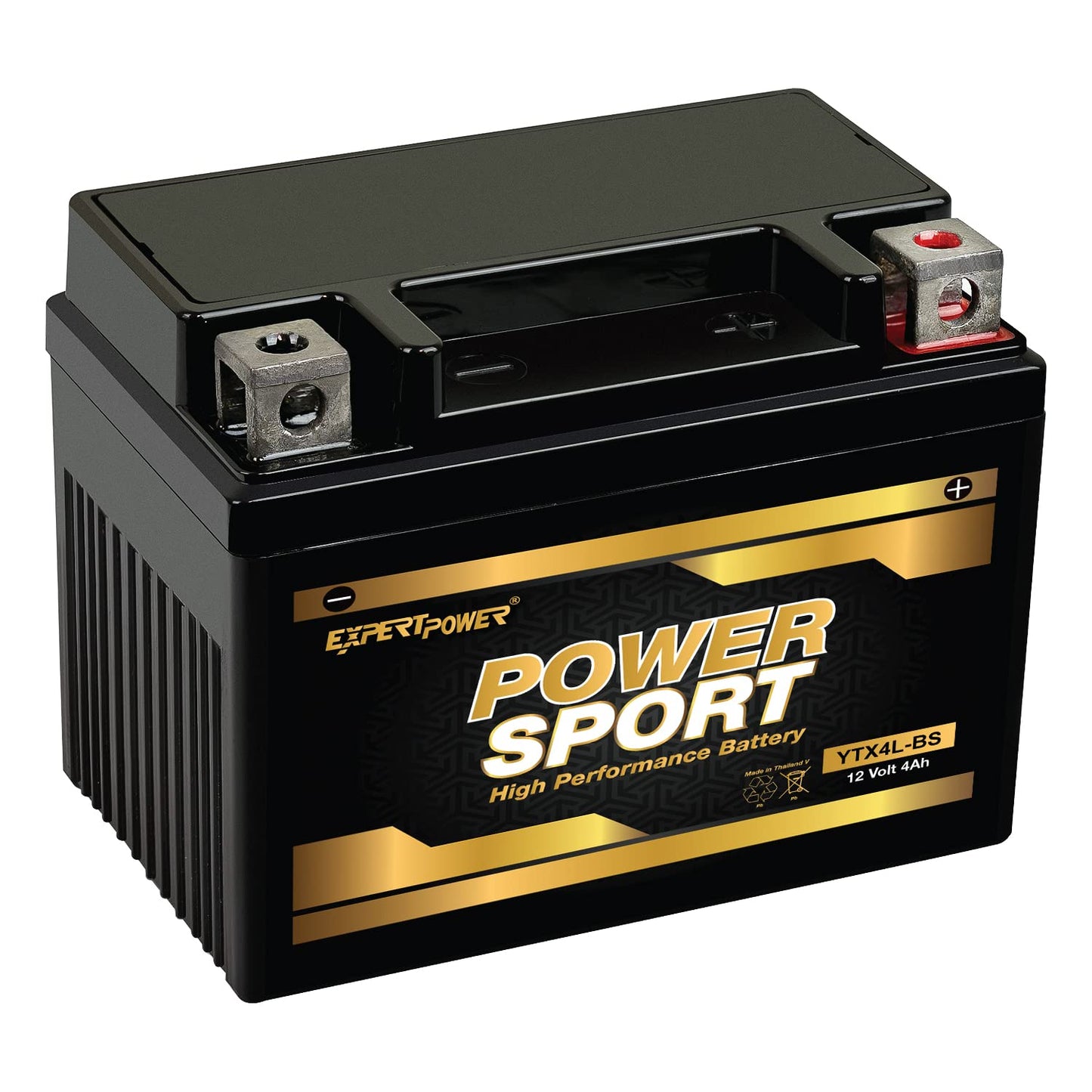 ExpertPower YTX4L-BS - AGM Motorcycle Battery 12V 4Ah for 50cc Scooter SA50 Elite LX, SB50, TTR125, 120 CCA ATV Battery for Mini Skyhawk, Scrambler, Sportsman, Powersports Batteries with N&B Terminals