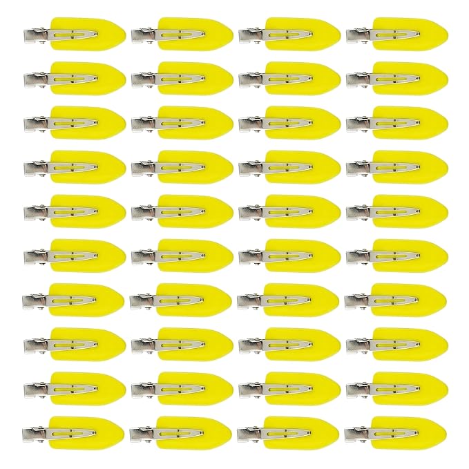 Creaseless Hair Clips for Women Styling 40Pcs Getting Ready No Crease Hair Clips for Bangs Setting No Bend Dent Makeup Clip Application Skincare Clip (Yellow)