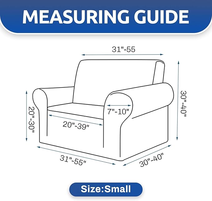 KEKUOU Stretch Single Sofa Slipcover 1 Piece Couch Sofa Cover (31"-55") Furniture Protector 1 Seater Sofa with Elastic Bottom for Kids,Pet.Jacquard Small Checked Pattern Fabric(Small,Charcoal)