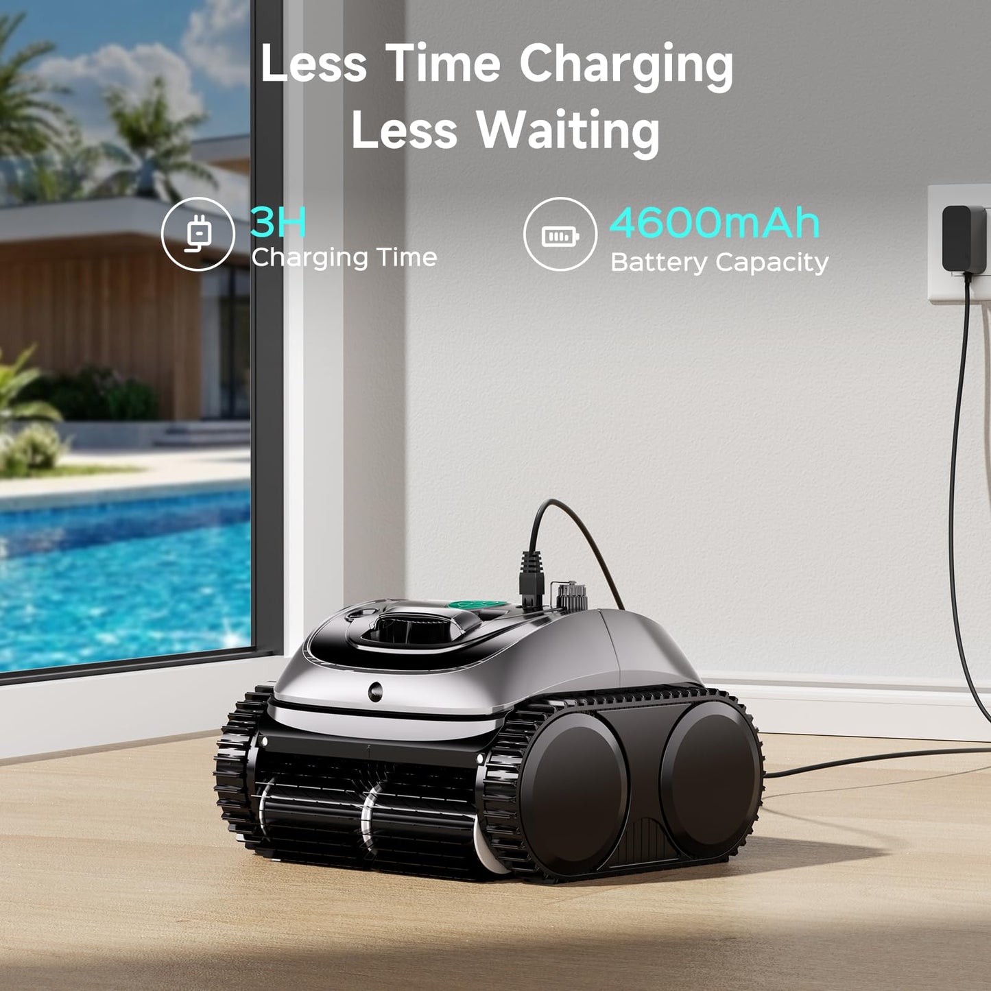 WYBOT C1 Cordless Robotic Pool Vacuum for Inground Pools, Above Ground Pool Cleaner 4-in-1 Wall & Waterline Cleaning Up to 1,614sq.ft, 150mins Smart Navigation, App Support