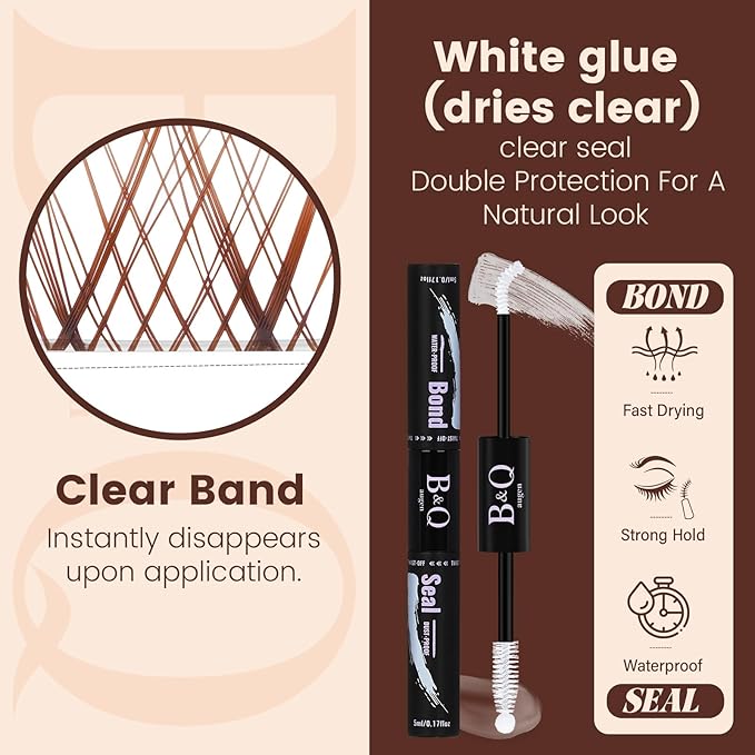 B&Q Brown Lash Clusters Kit Natural Mochalash Clusters 01, Brown Eyelash Clusters Kit C-Curl Cluster Eyelash Extensions 8-16mm Wispy Lash Eyelashes Kit for Fair/Dark Hair(Mochalash 01 Set)