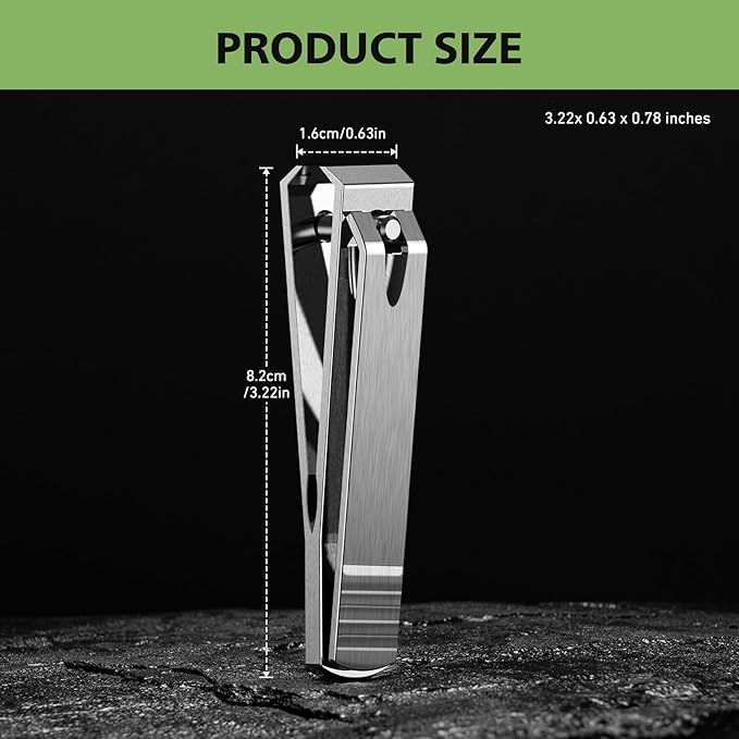 Heavy Duty Straight Blade Nail Clippers for Thick Toenails, Professional Stainless Steel Fingernail Toenail Clippers Trimmers - Thick Wide Jaw Toe Nail Clippings for Seniors, Men & Women - Silver