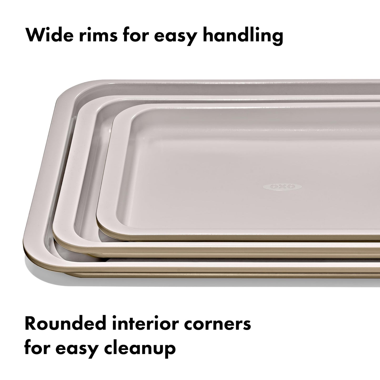 OXO Good Grips Non-Stick Pro Ceramic Coated Metal Bakeware 3-Piece Sheet Pan Set – Biscuit