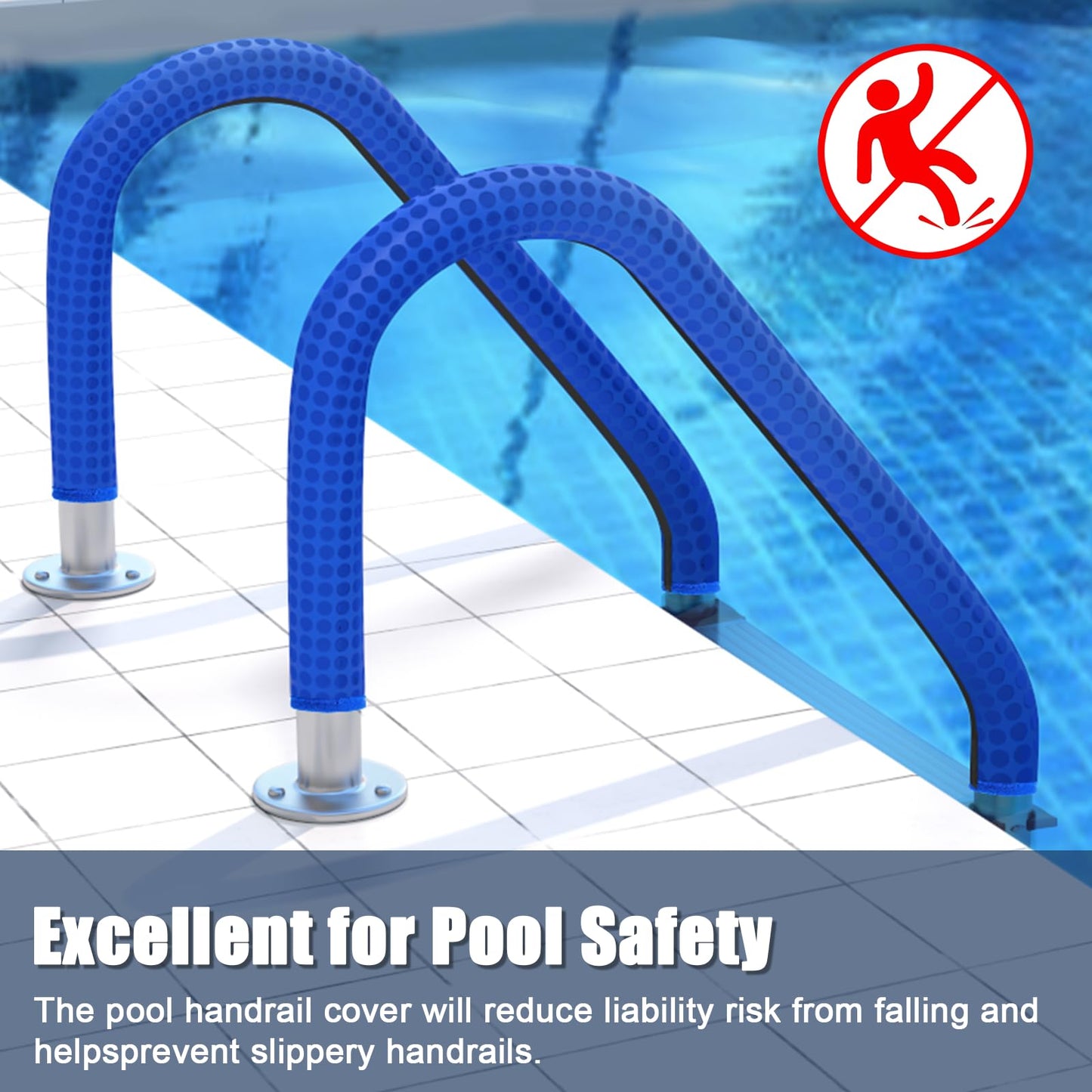 Pool Handrail Covers with Zippers 4 6 8 10 Ft Inground Swimming Pools Hand Rail Cover, Anti-Slip Cool Touch Heat Resistant, Blue, Non Slip Swim Pool Railing Ladder Stair Handle Grip (4 Feet 2 Pcs)
