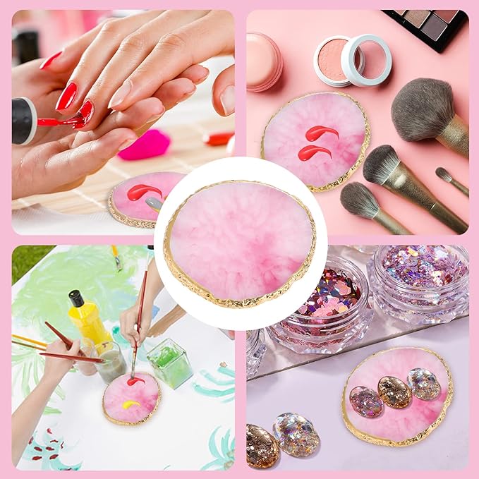 6 Pcs in 1 Set Resin Nail Art Palette with 5 Nail Brushes, Nail Tech Supplies Tools Nail Polish Mixing Palette Double-Ended Dotting Pen for Nail Art