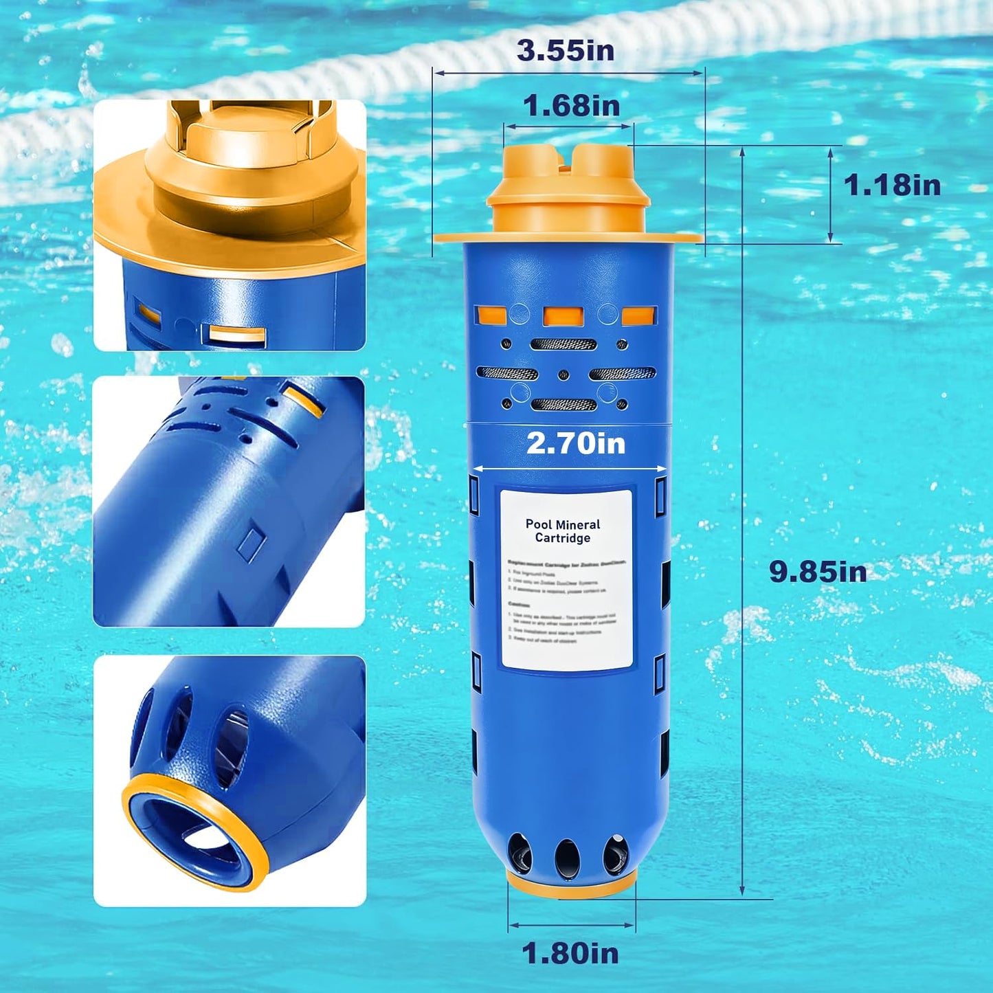 Replacement W28000 W28001 W28002 for Nature2 Duoclear 25 35 Pool Mineral Cartridge for Zodiac DuoClear Fusion, Fusion Soft, Vision Pro System Inground, Blue