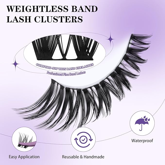 B&Q Flora Lash Clusters B0X,Flaunt Eyelash Clusters 156PCS Comfortable band Cluster Eyelash Extensions,8-18mm Individual Lashes Lightweight D Curl Lash Clusters Soft Eyelashes Wet Look(Flaunt B0X)