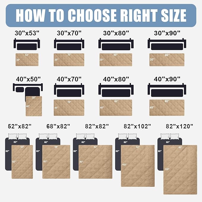 Smiry Waterproof Dog Bed Cover Pet Blanket, Soft Washable Dog Blanket for Furniture Bed Couch Sofa Reversible, Checkered (68"x82", Camel/Camel)