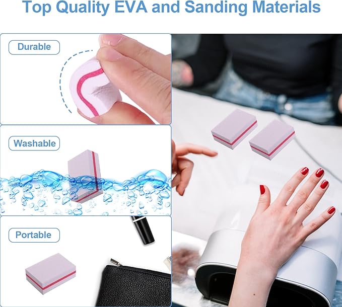 Nail Buffers (100 Pack), Mini Buffer Block Nail File for Acrylic Nails and Natural Nails, 100/180 Grit Nail Buffer Block Bulk Buffing Blocks for Nail Buff Professional Manicure File Blocks Set White