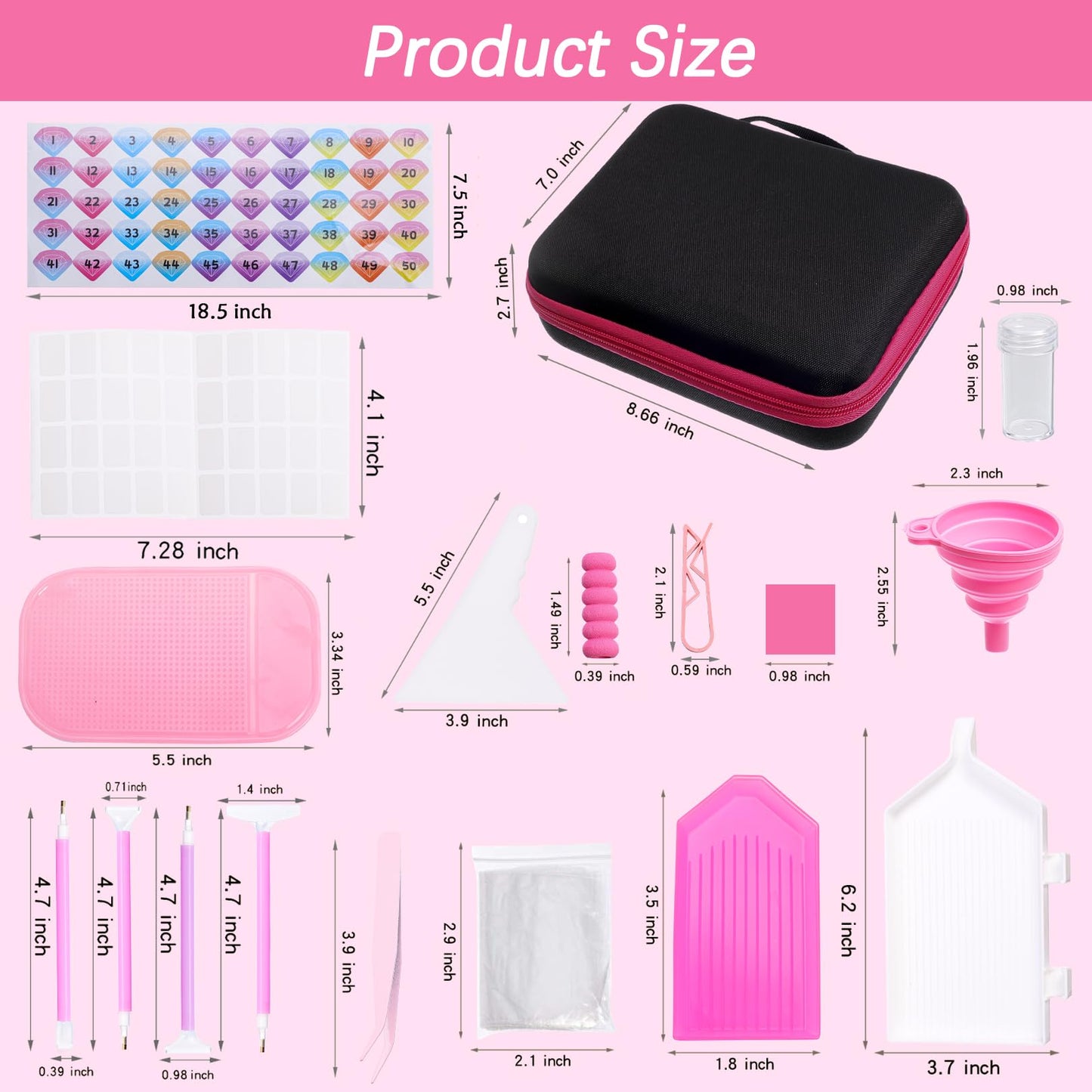 LYMUSUMI 30 Slots Diamond Art Storage Containers for Adults Portable Bead Storage Boxes for Diamond Painting Accessories and Tools（Rose Red）