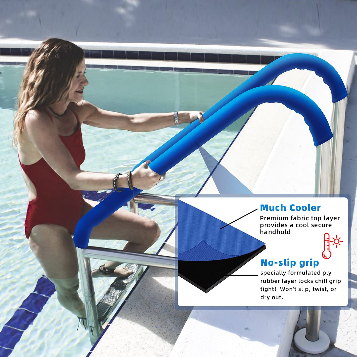 Tanzfrosch Pool Handrail Cover 4 Feet Slip Resistant Rail Grip for Swimming Pool Hand Railing Cover (1 PCS)