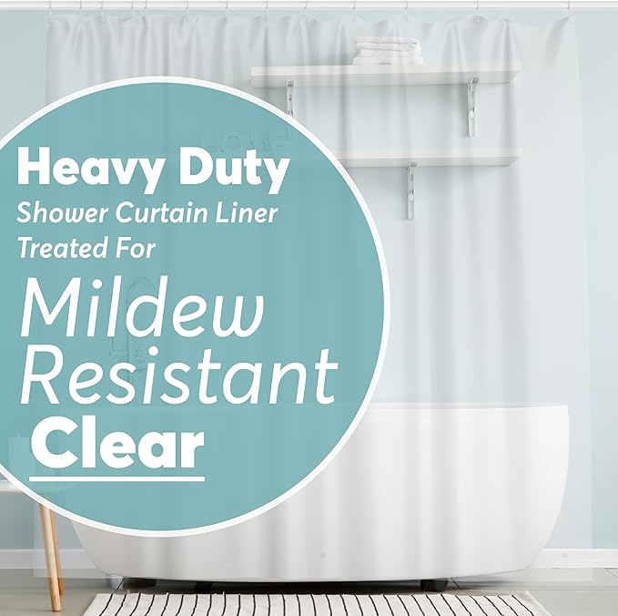 BigFoot Shower Curtain Ã¢ÂÂ 72 x 72 PEVA Heavy Duty Shower Curtain with Rustproof Metal Grommet and 3 Magnetic Weights Ã¢ÂÂ Odor Free and Compatible with Standard Showers, Clear