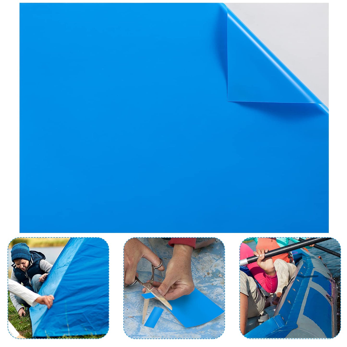 Syhood Extra Large Pool Liner Repair Patch 5.6 ft x 8.2 ft Blue Self Adhesive Vinyl Pool Patch Repair Kit for Christmas Bounce House Above Ground Pools Inflatable Floats Toys Snow Tube