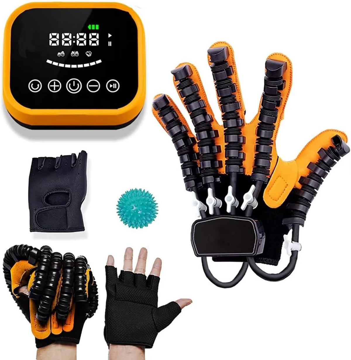 Rehabilitation Robot Gloves, Multi-Modal Rehabilitation Training Gloves, Portable Hemiplegia Finger Rehabilitation Trainer, Finger Splint for Hand Rehabilitation(A,Left Hand XL)