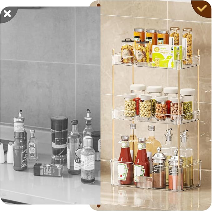 Akinbas 3 Tier Bathroom Organizer Countertop Makeup Perfume Tray Skincare Organizer for Bathroom Dresser Vanity (White)