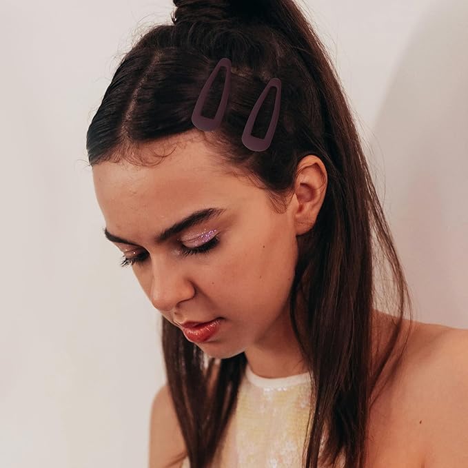 Small Hair Barrettes For Women No Slip Metal Snap Clips For Thin And Fine Hair,Matte Dark Red,20 PCS,1.97 x 0.5 Inch.