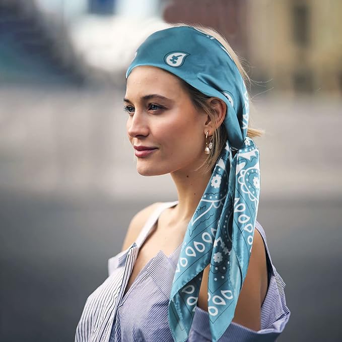 vimate 35" Square Silk Like Head Scarf - Women's Fashion Satin Scarf Bandana for Hair Wrapping at Night.
