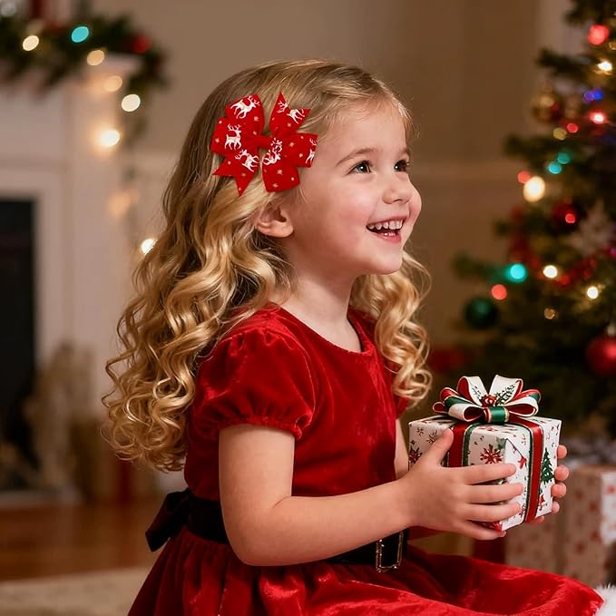 choicbaby 20PCS Christmas Hair Bows Toddler Hair Bow Clips 3＂Grosgrain Ribbon Girls Baby Bow Clips Christmas Hair Accessories for Toddler Girls Baby