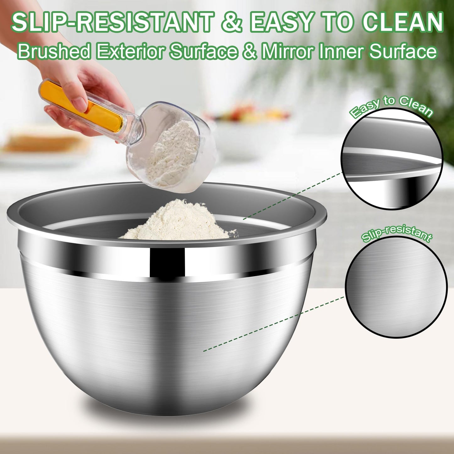 DUTZUN Mixing Bowls with Lids Set, Stainless Steel Mixing Bowls with Colander, Strainer with Mixing Bowl Set, Kitchen Gadgets Bowl Christams Gift, Size 4, 2.5, 2, 1.5QT - Black