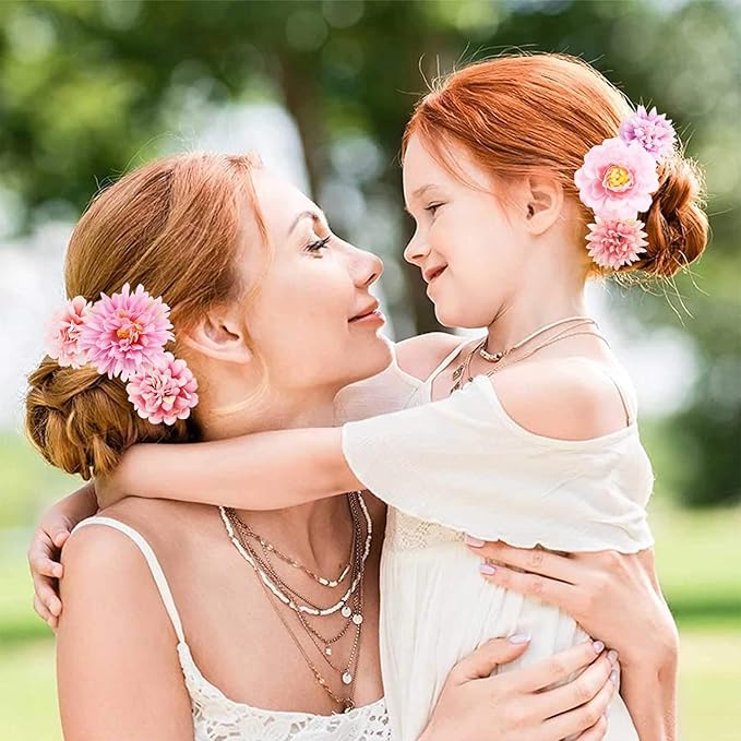 18 PCS Flower Hair Clip Women Pink Floral Hair Barrettes Girls Homecoming Dance Rose Bride Barre Hair Accessories Wedding
