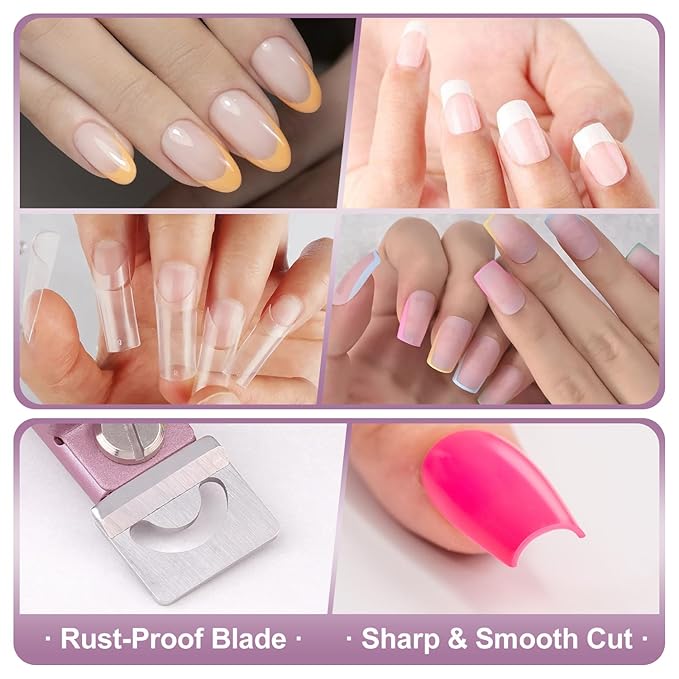 Light Pink(Matte) Premium Nail Clippers with Magnets Sizers for Acrylic Nails, Artificial Fake Nail False Nail Tip Cutter Trimmer Manicure Pedicure Sharp Blade Clip Tool For Salon Home Art Beauty