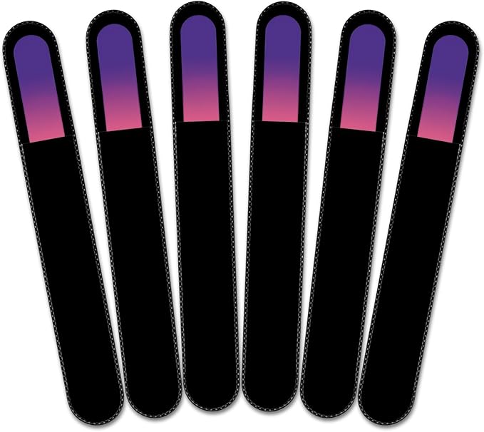 Mont Bleu Rainbow Crystal Nail File in Black Pouch - Large/Professional Size - Czech Tempered Glass - Handmade in Bohemia (Czech Republic)