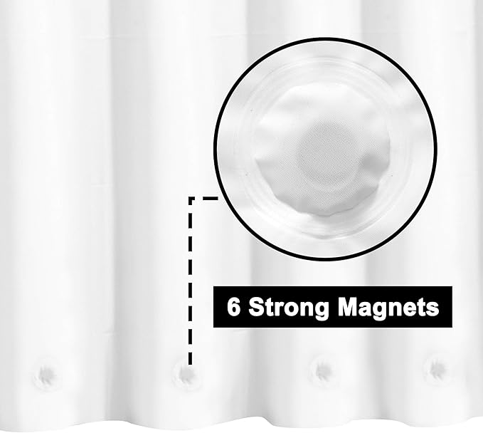 Barossa Design Extra Long Shower Curtain Liner with 6 Magnets - 72" x 84" XL White Waterproof PEVA Shower Liner for Bathroom, PVC Free, Metal Grommets - White, 72x84