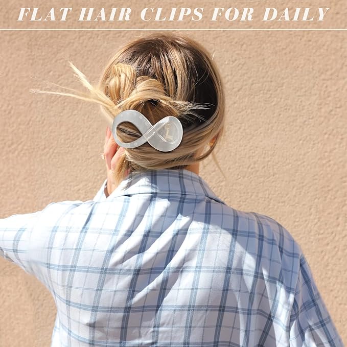 French Concord Flat Hair Clips - 6PCS Curved Hair Claw No Slip Hair Clips Volume Strong Hold Clip Hair Claw for Women Girls (Duckbil(Medium, 3.3"))