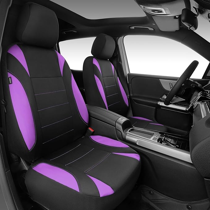 CAR PASS Waterproof Car Seat Covers Front Seats Only with 5mm Composite EVA, Neoprene Car Seat Cover with Separate Headrest Cover, Quick Setup Universal Fit for Car SUV Trucks,Airbag Compatible Purple