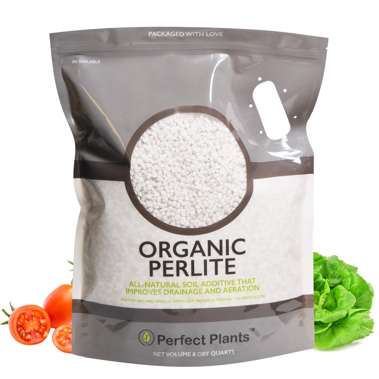 Organic Perlite by Perfect Plants â Add to Soil for Indoor & Outdoor Container Plants for Drainage Management and Enhanced Growth (8qts.)