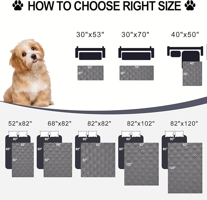 Smiry Reversible Waterproof Couch Covers for Sofa, Washable Dogs Pet Couch Covers for 3 Cushion Sofa Pet Friendly, Water Resistant Furniture Protector Slipcover, Geometric (82"x120", Grey/Dark Grey)