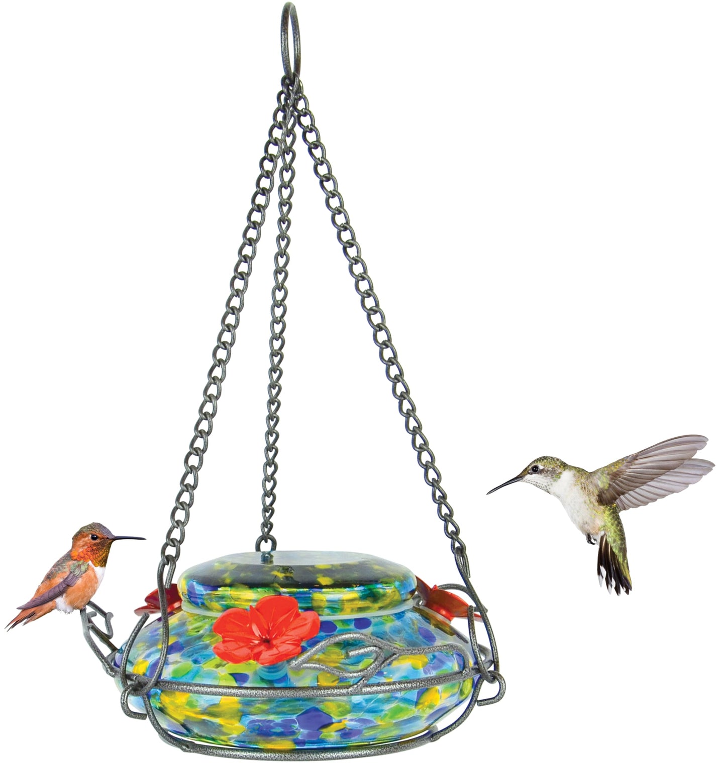 Nature's Way Bird Products GHF7 Hand Blown Illuminated Top Fill Hummingbird Feeder