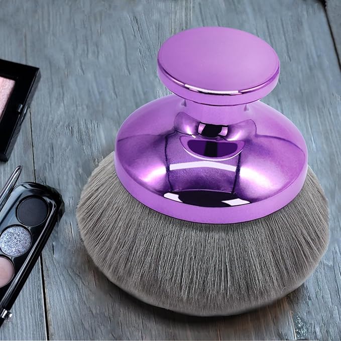 Extra Large Body Makeup Brush For Self Tanner, Leg Makeup &Bronzer Blend,4inch Wide-headed Kabuki Brush Provides More Even &Pretty Application, Sunscreen Face& Back Makeup Brush, Wet&Dry Use- Purple