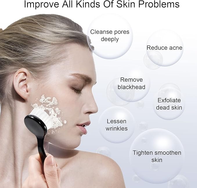 Facial Cleansing Brush 4 PCS, Facial Exfoliating Brush Face Wash Scrub Exfoliator Brush for Makeup Skincare Removal (Black)