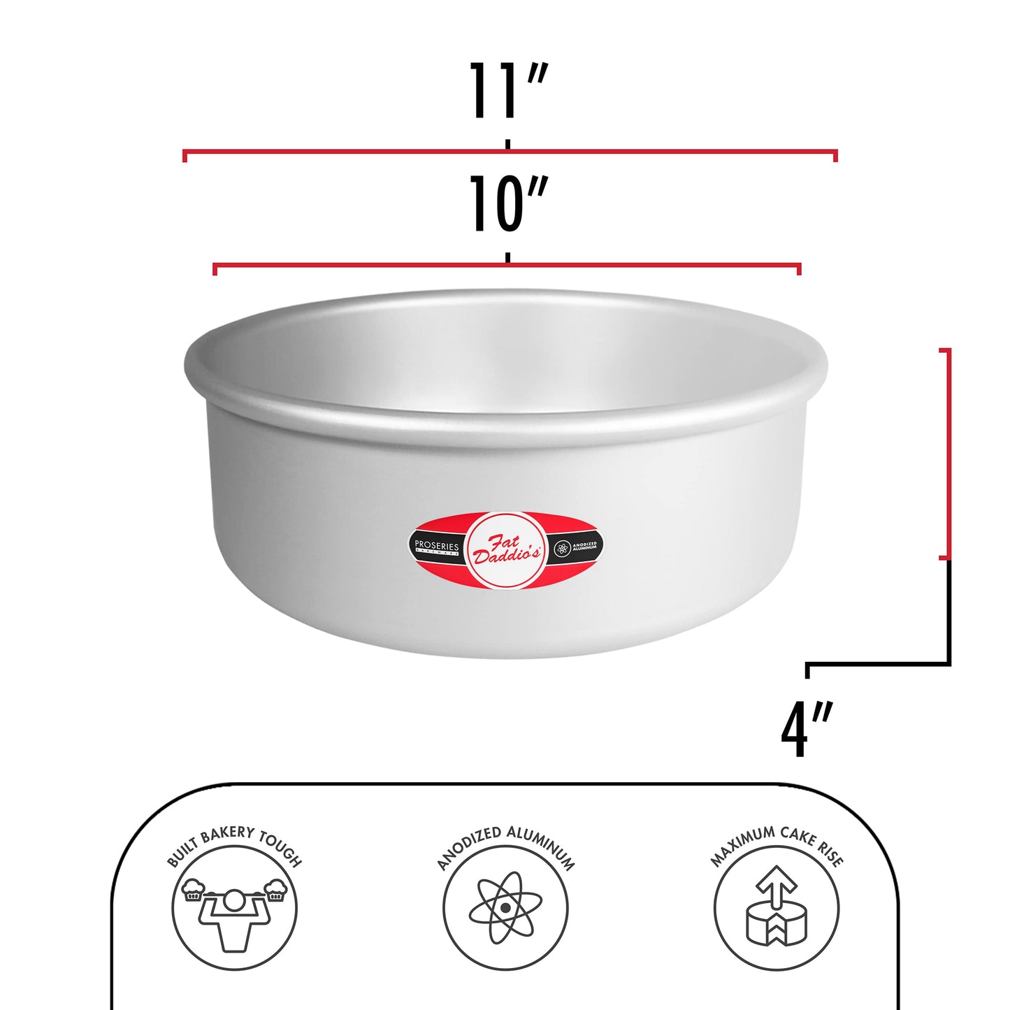 Fat Daddio's PRD-104 Round Cake Pan, 10 x 4 Inch, Silver