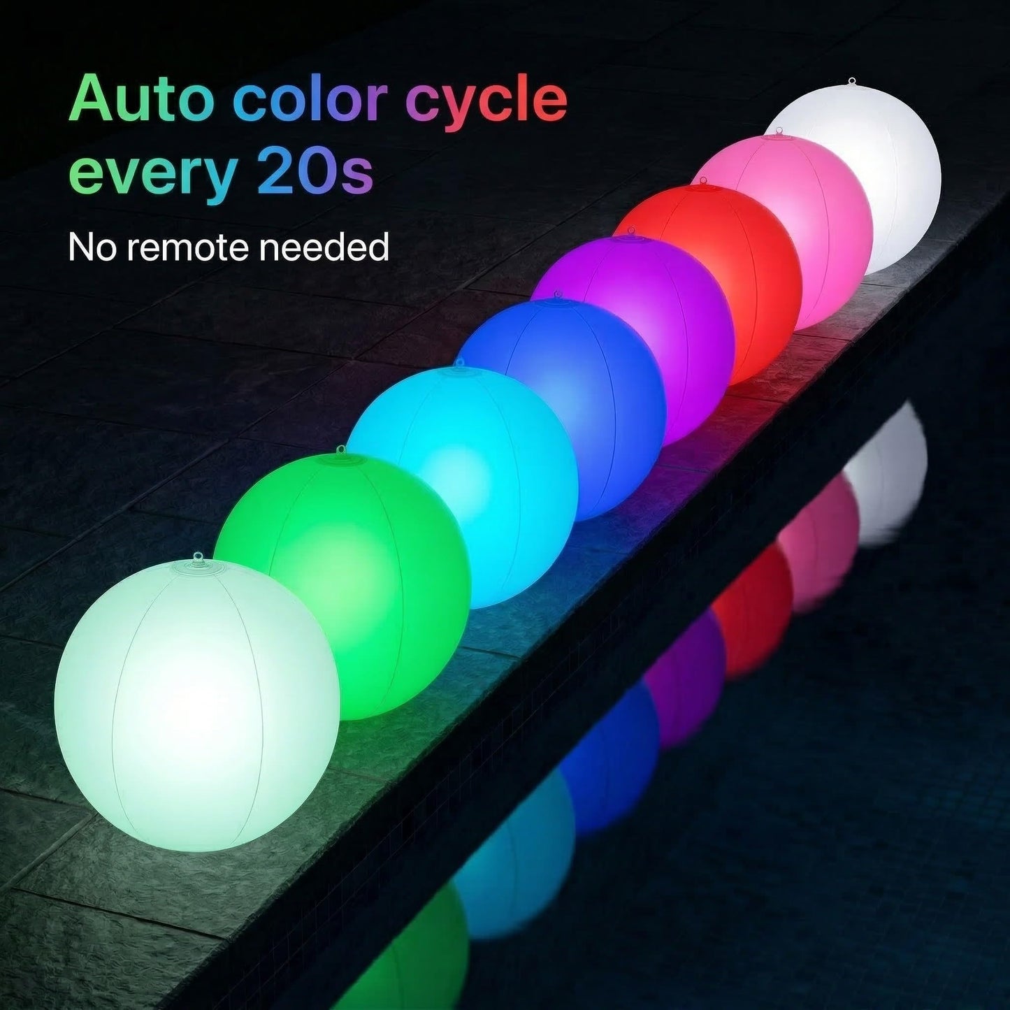 HAPIKAY Solar Floating Pool Lights, 2 Pack, 14-Inch Auto Color-Changing LED Light Balls, Waterproof Inflatable Solar Pool Light, Patio, Backyard Pond Event Wedding Decor